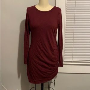 Side ruched long sleeve dress